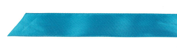 istock Blue color satin glowing ribbon isolated on white background 1433057134