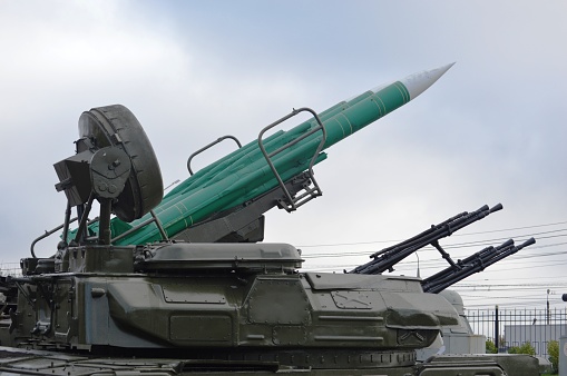 Medium range self-propelled anti-aircraft missiles S-125 Neva ready to launch