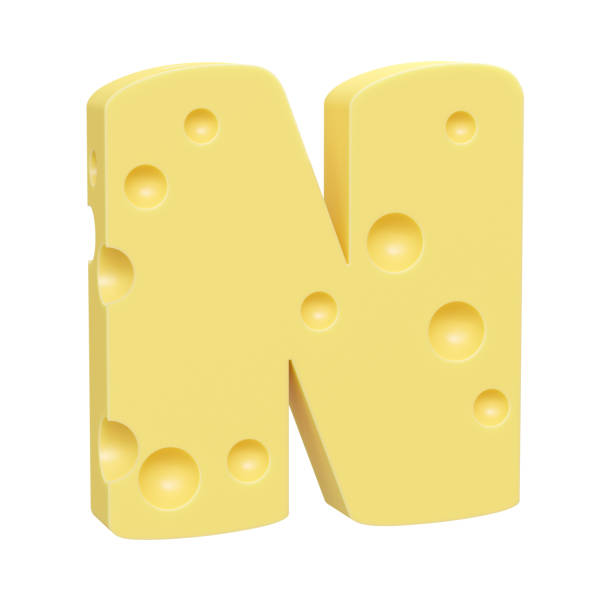 istock Cheese font N letter. Uppercase letter N. 3D render isolated on clean white background. 1433059841