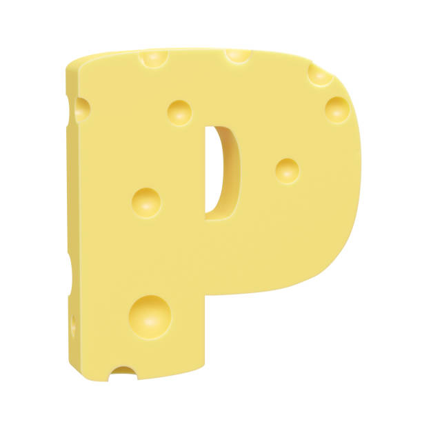 istock Cheese font P letter. Uppercase letter P. 3D render isolated on clean white background. 1433059846
