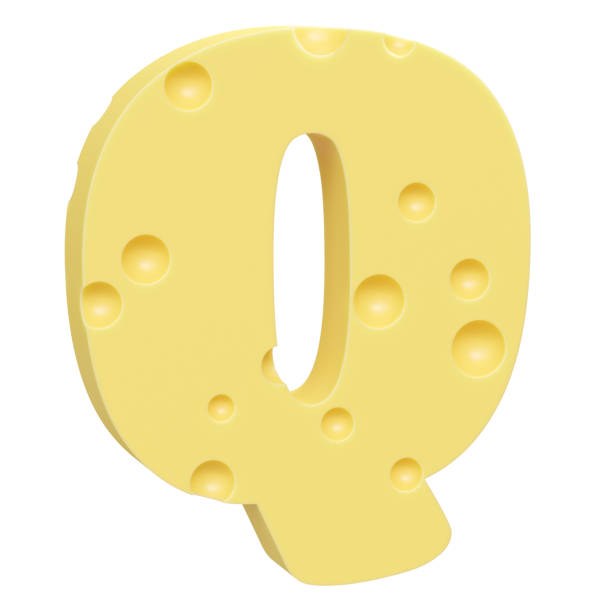 istock Cheese font Q letter. Uppercase letter Q. 3D render isolated on clean white background. 1433059850