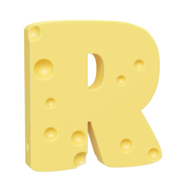 istock Cheese font R letter. Uppercase letter R. 3D render isolated on clean white background. 1433059852