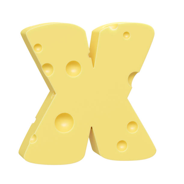 istock Cheese font X letter. Uppercase letter X. 3D render isolated on clean white background. 1433059873