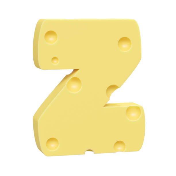 istock Cheese font Z letter. Uppercase letter Z. 3D render isolated on clean white background. 1433059875