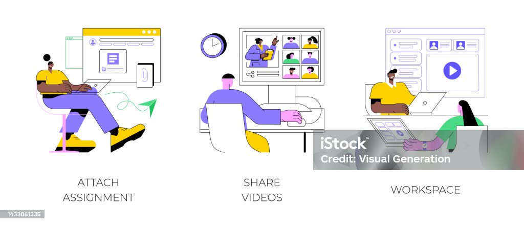 Elearning Platform Features Isolated Cartoon Vector Illustrations Stock ...