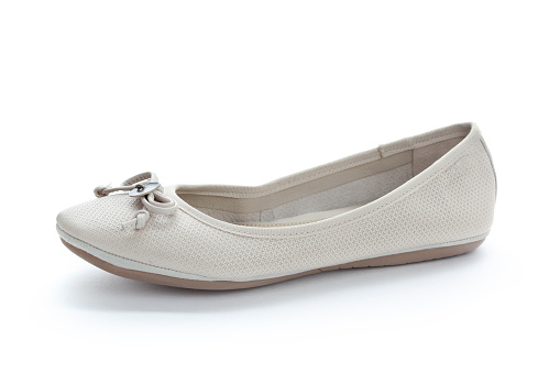 Female summer flat shoes isolated on white background