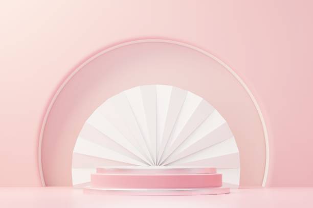istock 3d render abstract display podium platform for  product presentation and advertising. Minimal scene backdrop with clean design. Vacant pedestal for mock up. Empty stage with pastel color for cosmetic. 1433063797