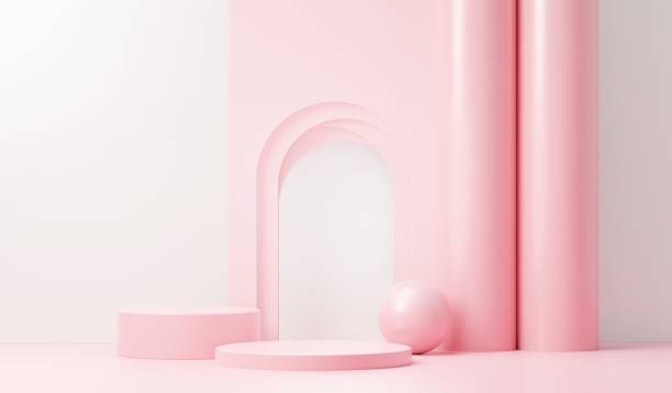 istock 3d render abstract display podium platform for  product presentation and advertising. Minimal scene backdrop with clean design. Vacant pedestal for mock up. Empty stage with pastel color for cosmetic. 1433064890
