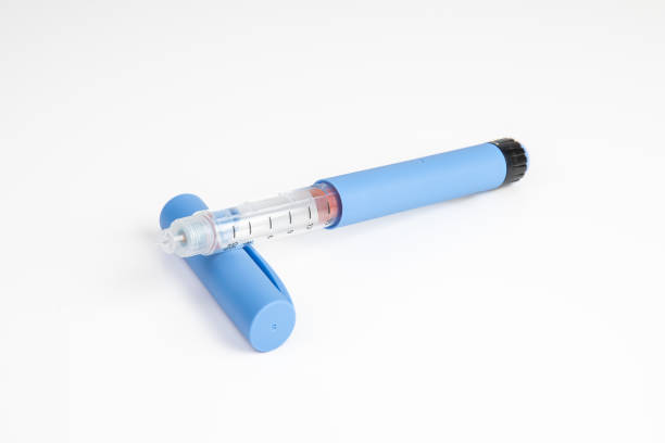 Liraglutide Pen Injector with needle to treat type 2 diabetes stock photo