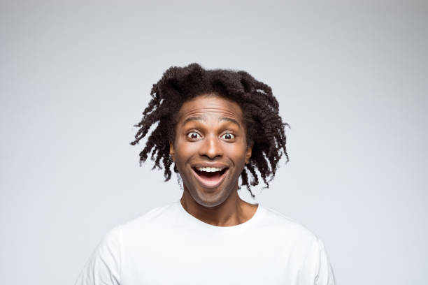 istock Potrait of surprised man in white t-shirt 1433067270