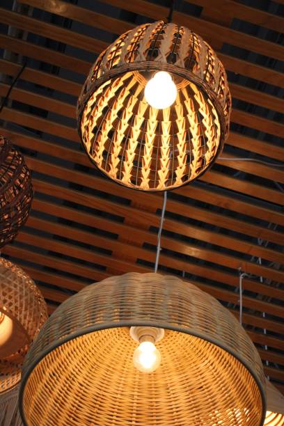 istock Low angle shot of decorative rattan lamps 1433069287
