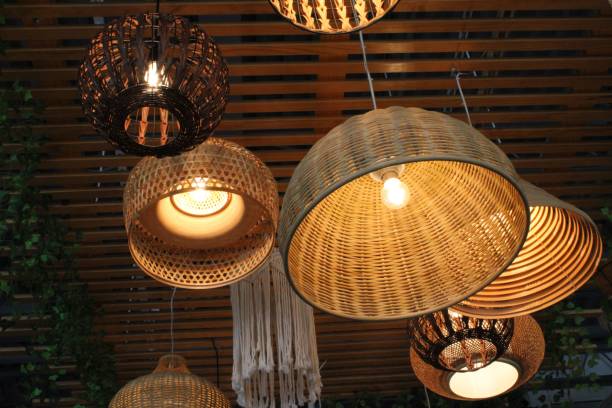istock Low angle shot of decorative rattan lamps 1433069294