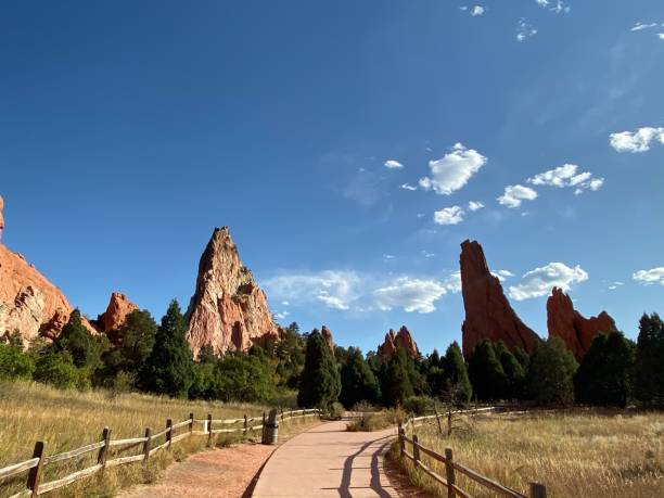 istock Path surrounded by big rocks raising above a forest on a sunny day 1433072180