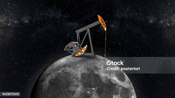 Mining And Extraction Of Raw Materials On The Colonized Moon Extraterrestrial Colonization Of The Cosmos Stock Photo - Download Image Now