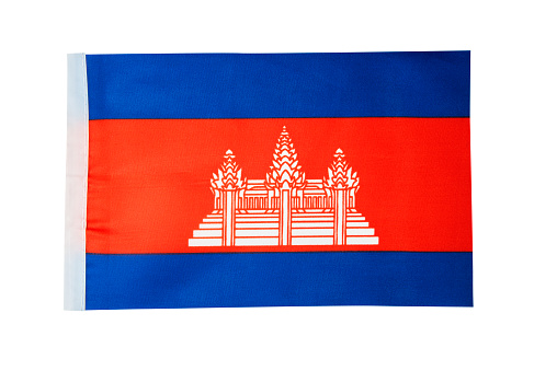 Cambodia's national flag isolated over white background