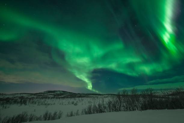 istock Beautiful aurora in a snowy natural field 1433074090