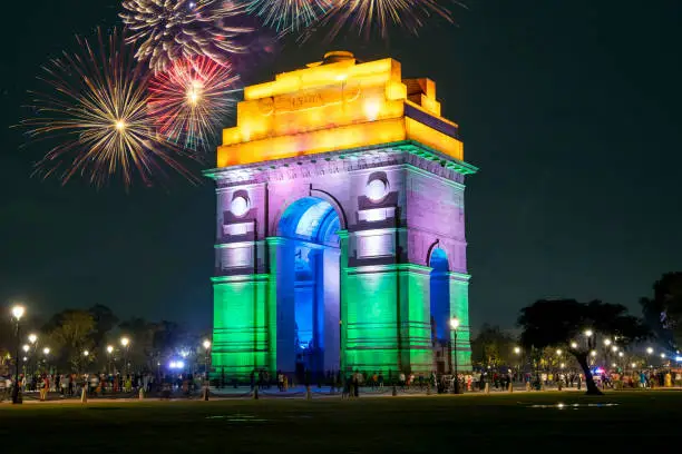 Photo of NEW DELHI - SEP 17: The India Gate or All India War Memorial with illuminated in New Delh, on September 17. 2022 in India