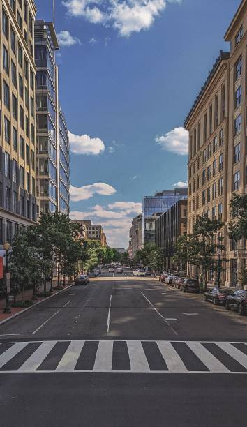 istock Vertical shot of an empty street in Washington D.C. 1433076909
