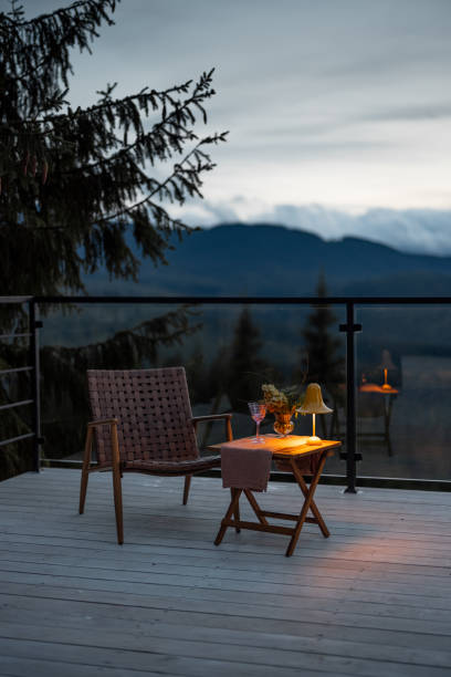 istock Spacious and cozy terrace highly in mountains 1433080931