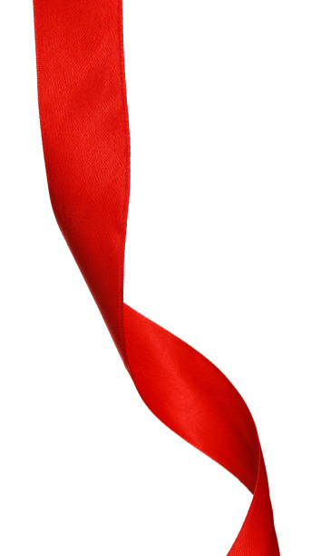 istock Curly vertical red ribbon isolated on white background 1433080960