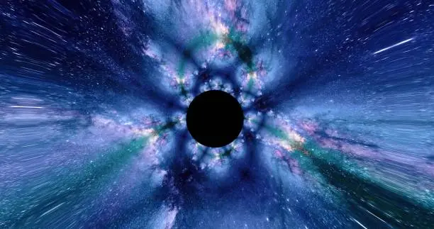 The blackhole surrounded by stars in space