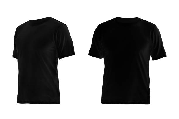 istock Black T-shirts isolated on white 1433081930