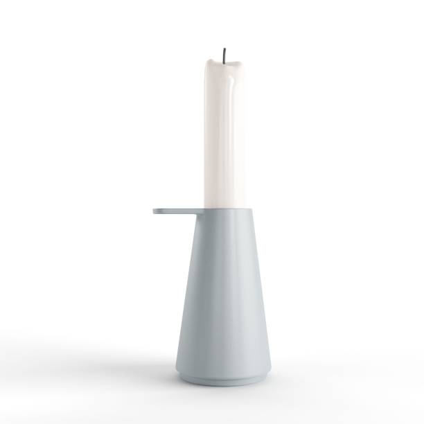 istock Candle on silver candlestick isolated in white background 1433082761