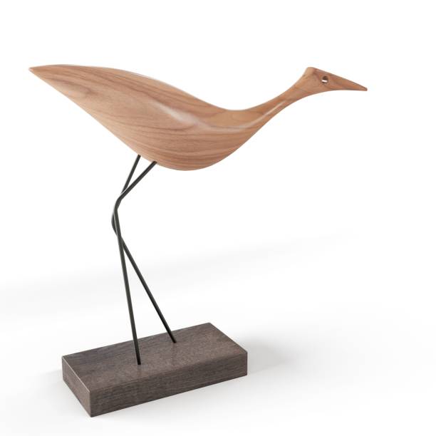 istock 3D rendering of a wooden bird decoration with long legs leaning forward 1433087784