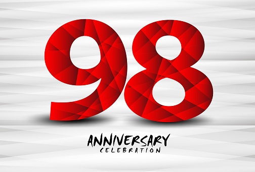 98 Jahre Jubiläumsfeier Logo Roter Polygonvektor 98 Nummer Design 98