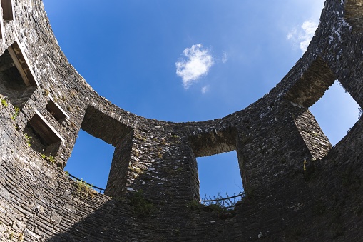 The blue sky as seen from one of Dinefwr Castle's Towers, in Carmarthenshire, Wales.
