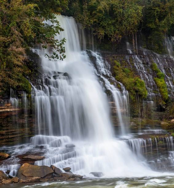 istock Waterfall on the rocks in rock island state park, Tennessee 1433095904