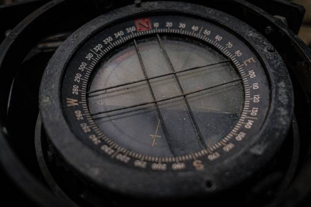 istock Closeup of an old and dusty compass cluster instrument from Jet plane 1433097476