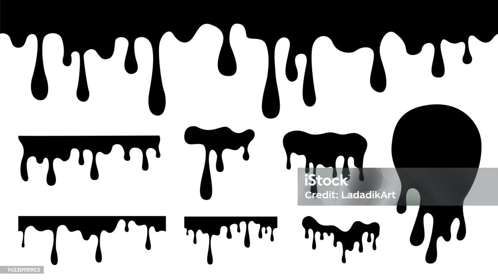 Dripping Geometry Isolated Dripping Shapes Logo Design Melting Ink Seamless Pattern Black ...