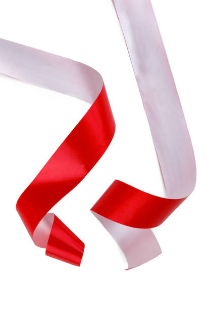 istock Shiny red satin ribbon isolated on white background 1433100756