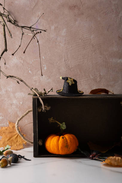 istock Autumn composition with small pumpkin holiday  Halloween symbol 1433104777
