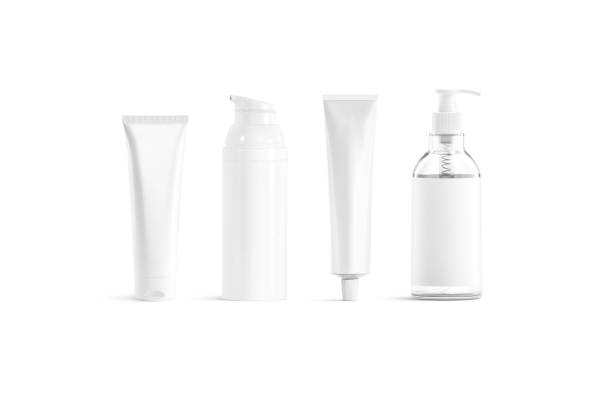 Blank white cosmetic and cream pack mockup, isolated
