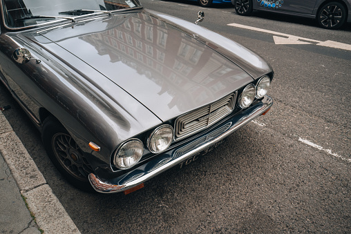 London, UK - September 1, 2022: Bristol 411 on a street in London. The Bristol 411 is a classic car which was built by the British manufacturer Bristol Cars from 1969 to 1976.