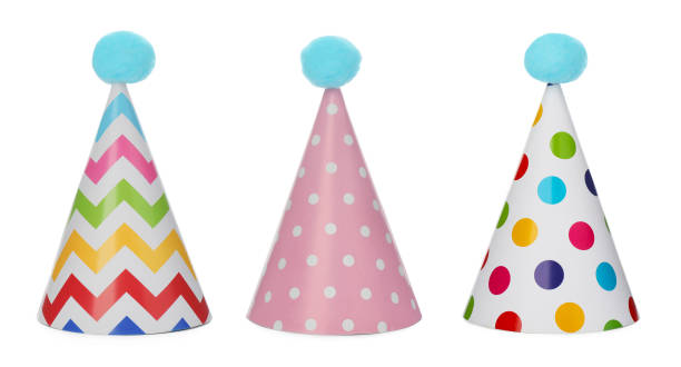 istock Set with different party hats on white background. Banner design 1433107768