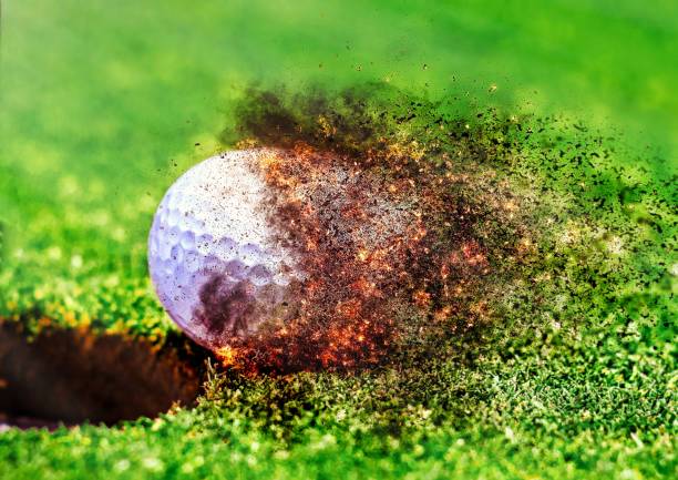 istock 3d illustration of a golf ball rolling towards the cup 1433108396