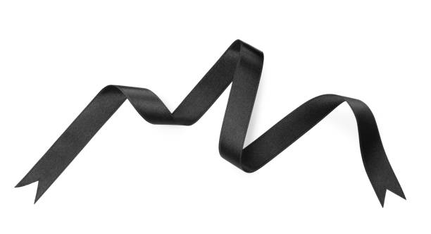 istock Black satin ribbon on white background, top view 1433109879