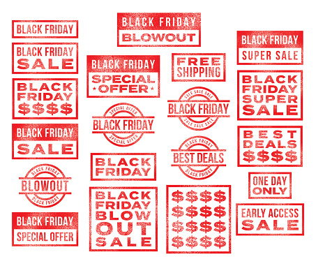 Black Friday Sales Shopping Rubber Stamps