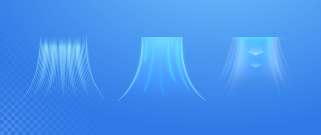 Air flow on a light background. Light effect of fresh purified air. Vector illustration