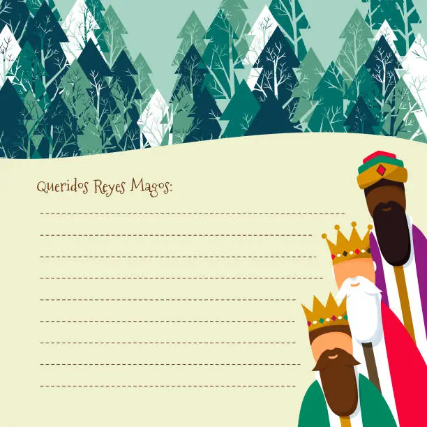 Vector illustration of Christmas letter to The Three Wise Men