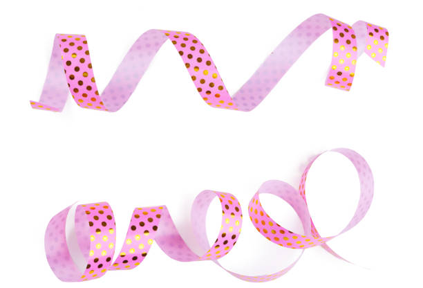 istock Curled pink ribbon isolated on white background 1433112821