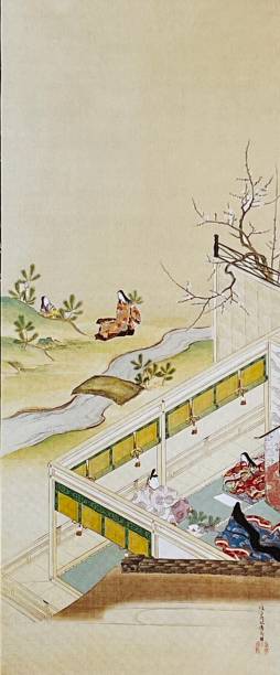 illustrations, cliparts, dessins animés et icônes de histoire du prince genji, japon, 17ème siècle - illustration and painting landscape old fashioned antique