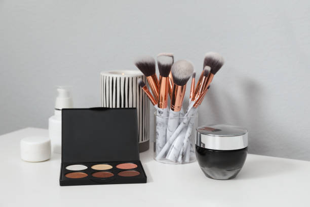 istock Stylish dressing table with different cosmetic products 1433116162