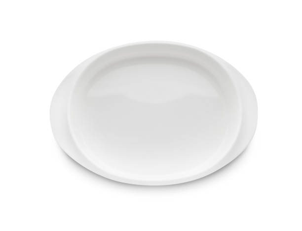 istock Plastic plate isolated on white, top view. Serving baby food 1433116257