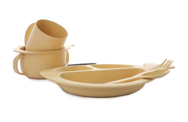 istock Set of plastic dishware on white background. Serving baby food 1433116533