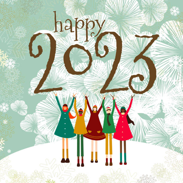 Happy New Year greeting cards vector art illustration