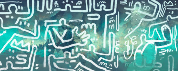 istock fresco colorful graffiti grunge with strange human figure with blue and ice concept art. 1433122665